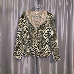 C.C.C Button up Gold And Leopard Xl (d).